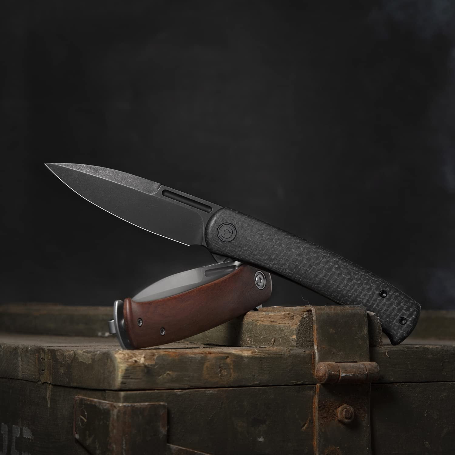 CIVIVI Cetos Folding Knife, 3.48-in 14C28N Blade Spear Point with Coarse Micarta Scale Flipper Knife Frame Lock C21025B-2
