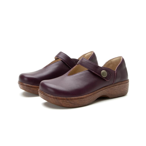 Alegria Women's Opheliah V-Cut Leather Mary Jane Comfort Shoes, Wino Forever, Size 5-5.5