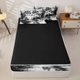thumbnail image 4 of Manfei Black Wolf Zipper Full Size Comforter Sets with Fitted Sheet and 2 Pillowcases，Jungle Animal Print Zipper Bedding Set,Black Reversible,4pcs, 4 of 8