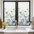 thumbnail image 2 of Blue Butterfly Farmhouse Window Privacy Film, Spring Pastoral Butterflies Static Cling UV Sun Blocking Heat Control Window Tint Day and Night, Non-Adhesive One Way Windows Privacy Cover 17.7''x39.3'', 2 of 7