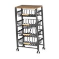 thumbnail image 3 of Carro utilitario rodante de 5 niveles, cajón extraíble multifuncional, organizador de almacenamiento de acero al carbono, gran capacidad para armario, 3 of 7