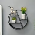 thumbnail image 3 of Dianli Iron Wall Storage Rack Decorative Hanging Shelf Multi-Compartment Organizer for Living Room Home Décor Sturdy Metal Circular Space Saving Modern Design White Yellow 28x28x10cm, 3 of 6