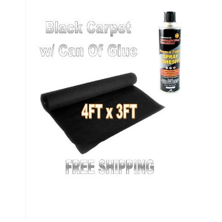 3' x 4' Black Carpet with 1 Can Spray Glue Sub Speaker Box Trunk (Best Glue For Boat Carpet)