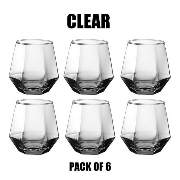 Diamond Whiskey Clear Glass Lightweight Luxury 10oz Geometric Wine Glassware Drinkware