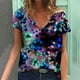 thumbnail image 2 of Blusa estampada de verano para mujer, camisetas casuales de manga corta con cuello en V, camisetas Pompotops  hkajfhjk472641, 2 of 5