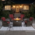 thumbnail image 2 of Bellefurn 7 Pieces Patio Furniture Sets with Fire Pit,High-Back Rattan Patio Outdoor Conversation Set with 4 Swivel Chairs & Coffee Table for Porch Deck Backyard Poolside, 2 of 13