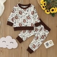 thumbnail image 2 of Toddler Baby Girl Football Outfit Rugby Bow Long Sleeve Sweatshirt and Pants Set 2Pcs game Fall Winter Clothes 2T Girl Clothes Sets, 2 of 5