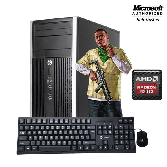 HP Compaq Pro 6300 Tower Gaming Desktop PC, Intel Quad Core i5-3470 up to 3.60GHz, 16G DDR3, NEW 512 GB SSD, AMD Radeon RX 550 4GB (HDMI & DVI), WiFi, Keyboard & Mouse, Win 10 64bit