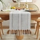 thumbnail image 1 of Nvzi Camino de mesa rústico con borlas, decoración de mesa de lino y algodón para fiestas navideñas, caminos de mesa de estilo rústico, decoraciones para bodas y cenas, 90 pulgadas, gris claro, 1 of 5
