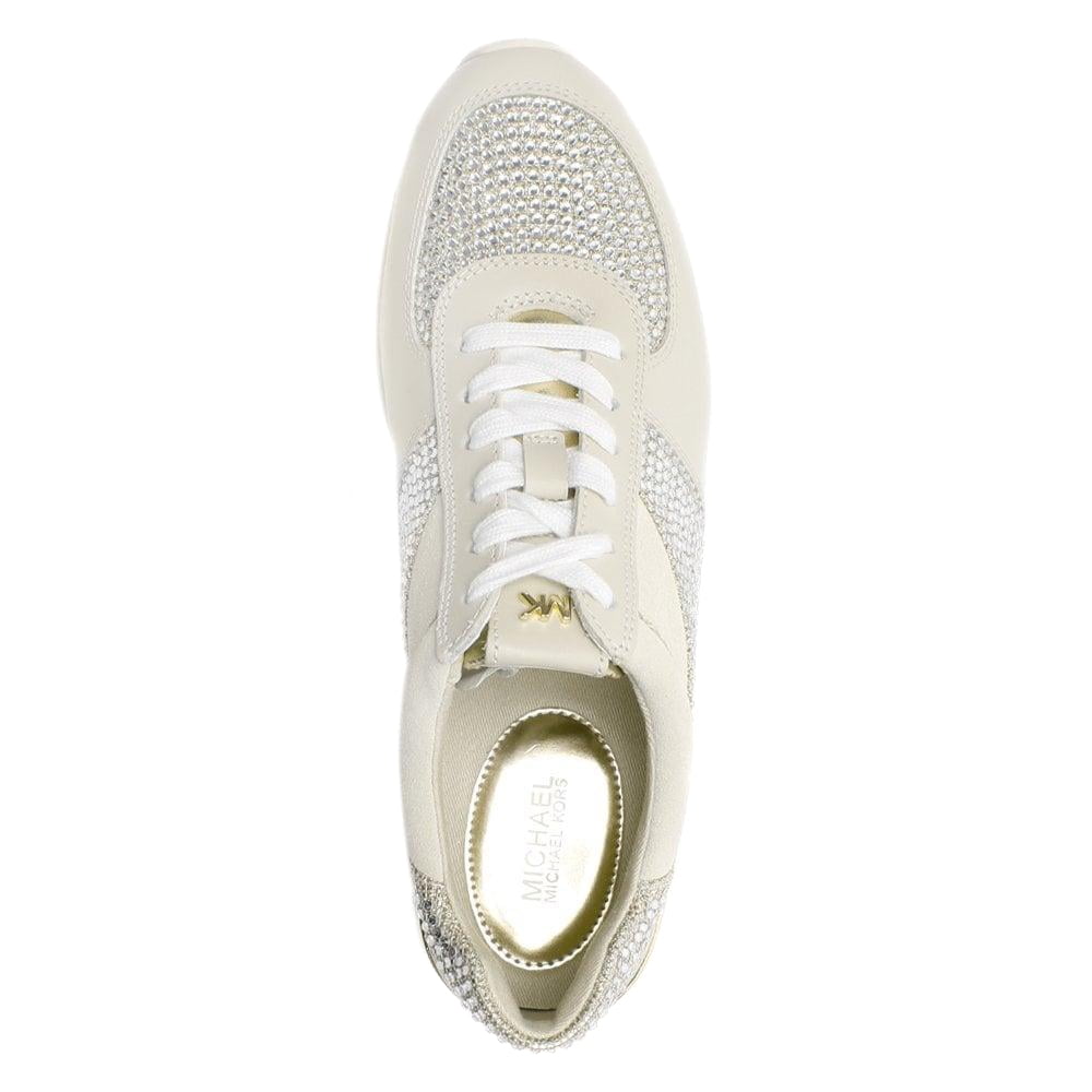 Michael Kors MK Women's Allie Wrap Trainer Glitter Sneakers Shoes Pale Gold  (6)