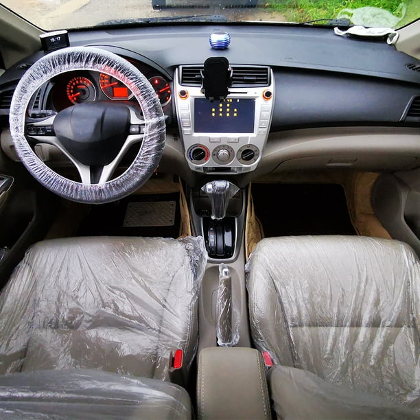 5 in 1 Disposable Plastic Seat Covers Steering Wheel Covers Hand Brake
