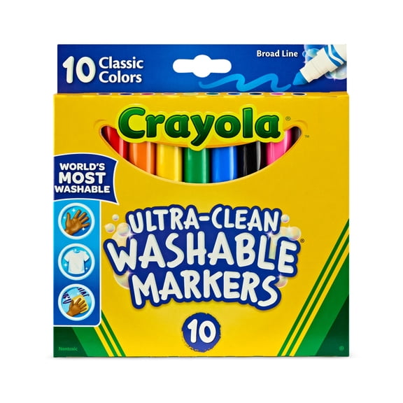 Crayola Ultra-Clean Washable Broad Line Markers, 10 Count (2 Pack)