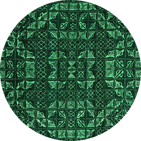 Ahgly Company Indoor Round Abstract Green Modern Area Rugs, 3' Round