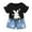Black, variant on Toddler Girl Easter Clothes Baby Girl Summer Outfits Cute Bunny Bow Applique Shirts Tops Denim Shorts Set Little Girl Clothes Easter Gift Clothes Palywear Black 7 Years-8 Years