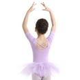 thumbnail image 3 of Sxiwei Kids Girls Short Sleeve Ballet Dance Dress Tutu Skirt Leotard Gymnastics Outfit Dancewear Purple 12-14, 3 of 7