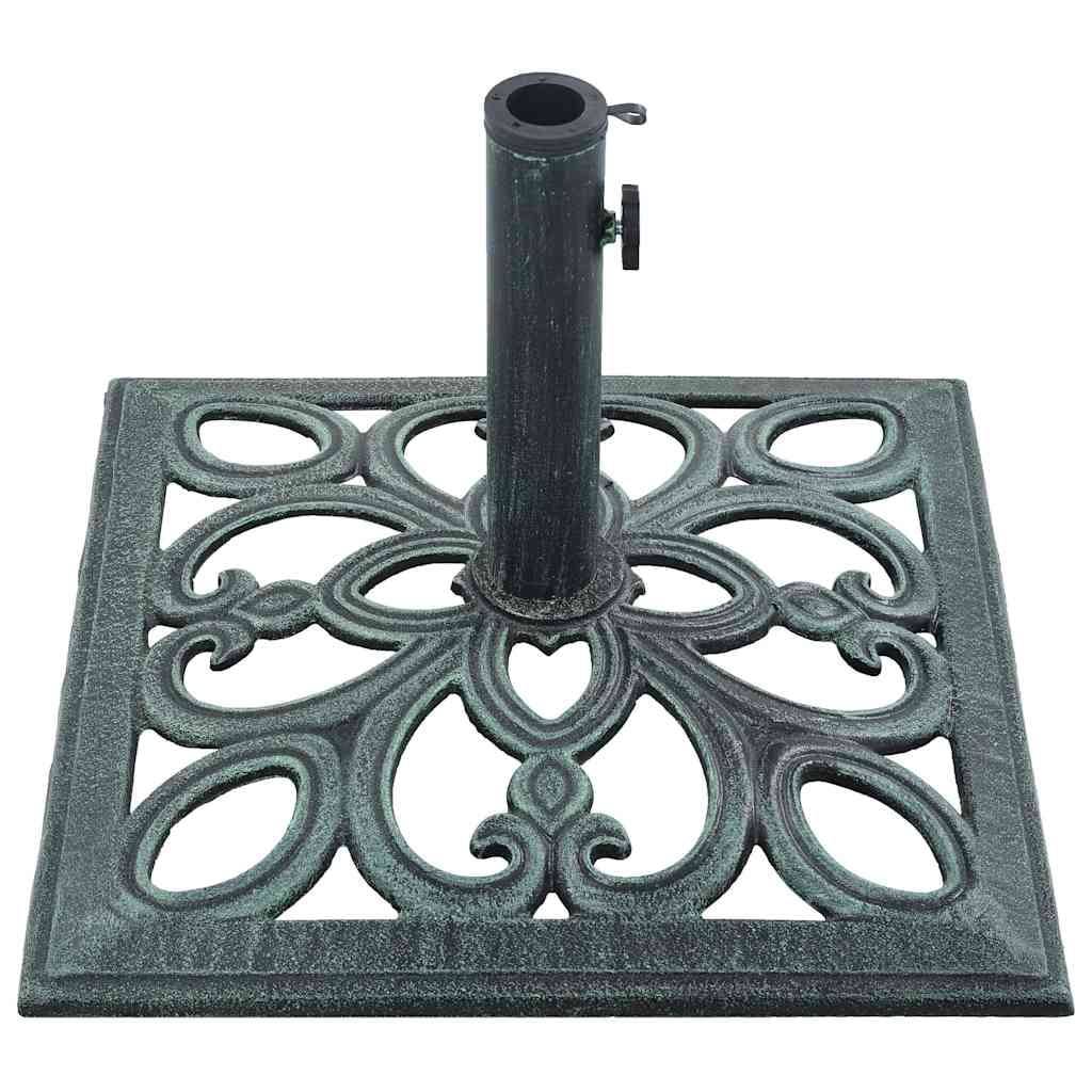vidaXL 28.8 lb Green Square Cast Iron Patio Umbrella Base, Adjustable Height
