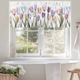 thumbnail image 4 of Minimalist Floral Valances for Windows, 60 x 18in, Watercolor Colorful Tulip Leaf Transparent Rod Pocket Kitchen Valance Curtain Light Filtering Window Treatments for Living Room Bedroom, 1 Panel, 4 of 7