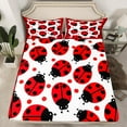 thumbnail image 2 of jejeloiu Cute Ladybug Twin Sheet Sets,Reometric Geometric Plaid Twin Fitted Sheet,Red White Black Flat Sheet For Boys Kids,Ultra Soft Home Decor,3-Piece, 2 of 7