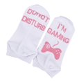thumbnail image 4 of MERIGLARE Novelty Disturb I'm Gaming Socks For Game Lover Crew Socks Gift For Him White+Pink Ankle, 4 of 7