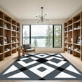 thumbnail image 2 of ODIKA 6'x9' Machine Washable Non-Slip Area Rug, Binary Rhythm Monochrome Interlocking Design High Traffic Rug with Pad, Black, 894693, 2 of 8
