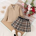 thumbnail image 5 of JAJAHO Toddler And Kids Girls Skirts Set Fall Outfit Long Sleeve Ribbed Top And Plaid Skirt 2 Piece Sets 1-5Y, 5 of 9