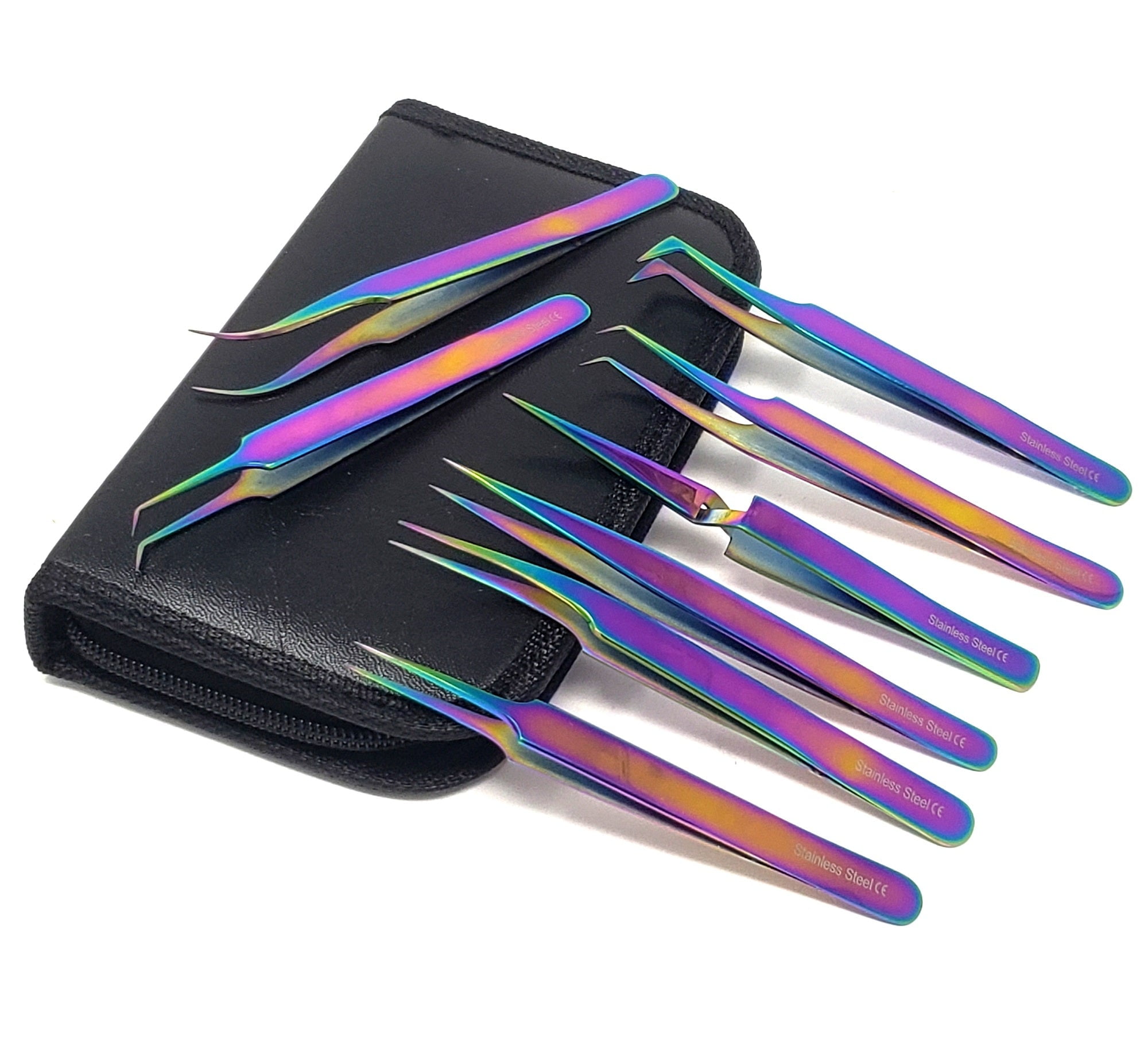 Rainbow Stainless Steel Tweezers Kit Precision Tweezers Set For Eyelash