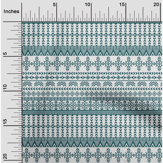 oneOone Polyester Lycra Dark Teal Green Fabric Geometric Tribal Sewing Material Print Fabric By The Yard 56 Inch Wide