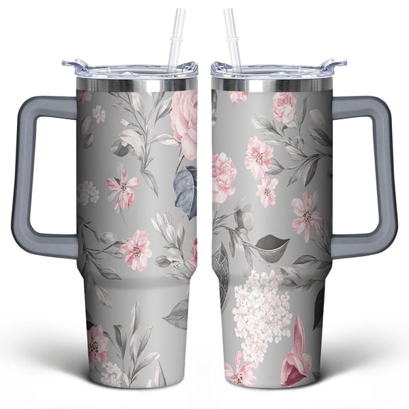 Modern Oil Painting 30 Oz Tumbler with Handle Lid and Straw, Stainless Steel Double Walled Vacuum Insulated Cup, Cute Birthday Gifts Tumbler for Women Men Friends