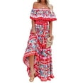 Lumento Summer Sun Dress for Womens Floral Printed Hawaiian Beach Dress