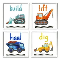 Stupell Industries Dig Lift Haul Build Kids' Construction Truck Vehicles, 12 x 12, Design by Elizabeth Medley