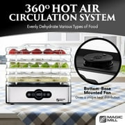 Magic Mill Compact Dehydrator Machine with 5 Stainless Steel Trays, Digital Timer, Adjustable Temperature Food Dehydrator for Home Use