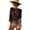 Black, variant on Women's Plain Fringe Trim Cut out Sheer Cover Up, Boho Scallop Trim 3/4 Sleeve Round Neck Cover Up