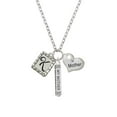 thumbnail image 2 of Delight Jewelry Silvertone Pebble Border Initial - K Always My Mother Bar Zoe Necklace, 2 of 4