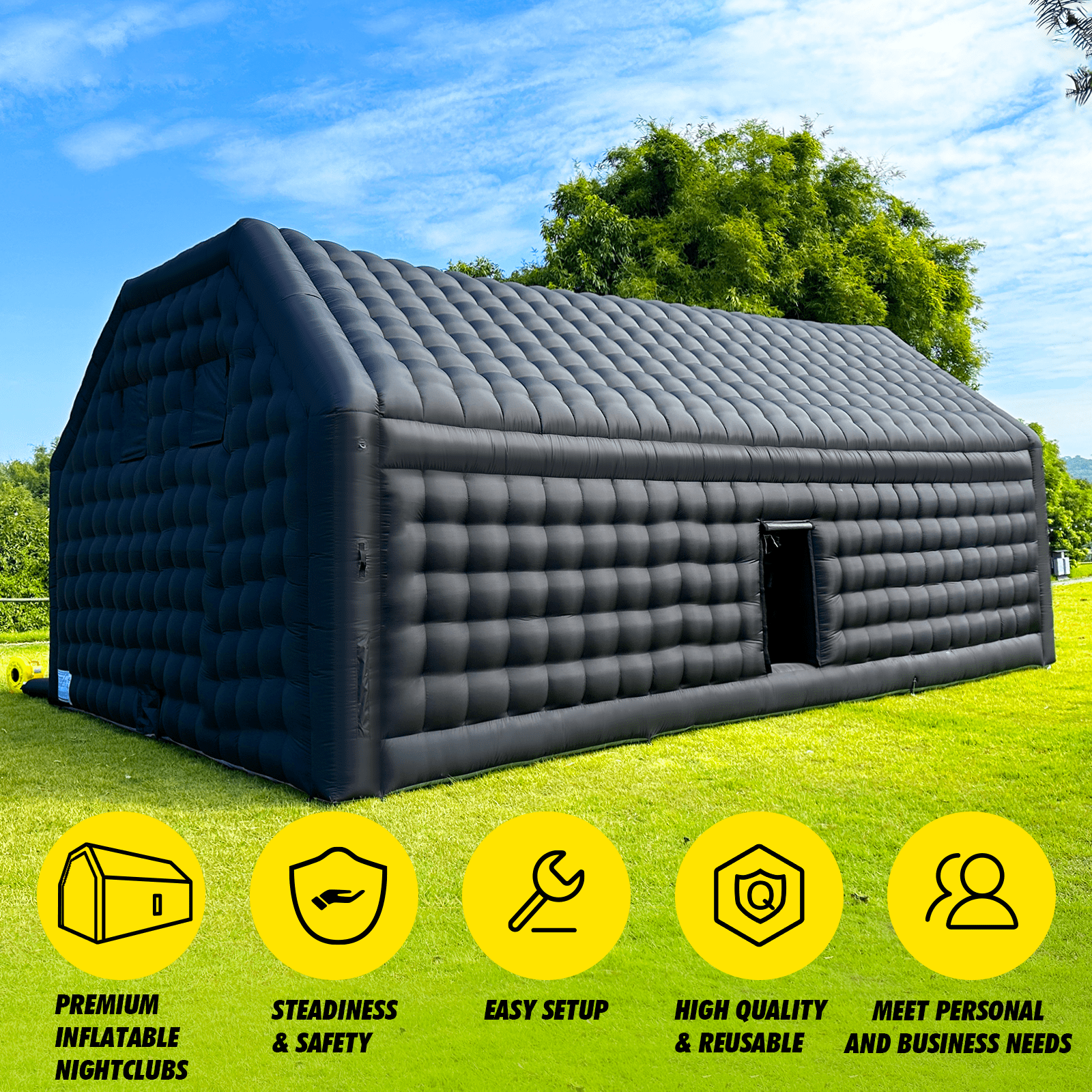 WARSUN 60 Person Large inflatable Party Tent with Disco Cube
