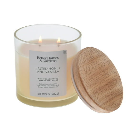 Better Homes and Gardens Salted Honey and Vanilla Scented 2-Wick Ombre Jar Candle 12oz.