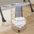 thumbnail image 4 of LiHUiee 21.26in Height Rolling Laundry Basket Cart Metal Laundry Basket Round Gold Laundry Basket Cart, 4 of 18