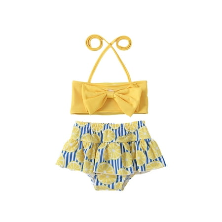 

Bagilaanoe Toddler Baby Girls Swimsuits 2 Piece Bikinis Set Print Sleeveless Cropped Tops + Shorts 6M 12M 18M 24M 3T 4T Kids Swimwear Bathing Suit Beachwear