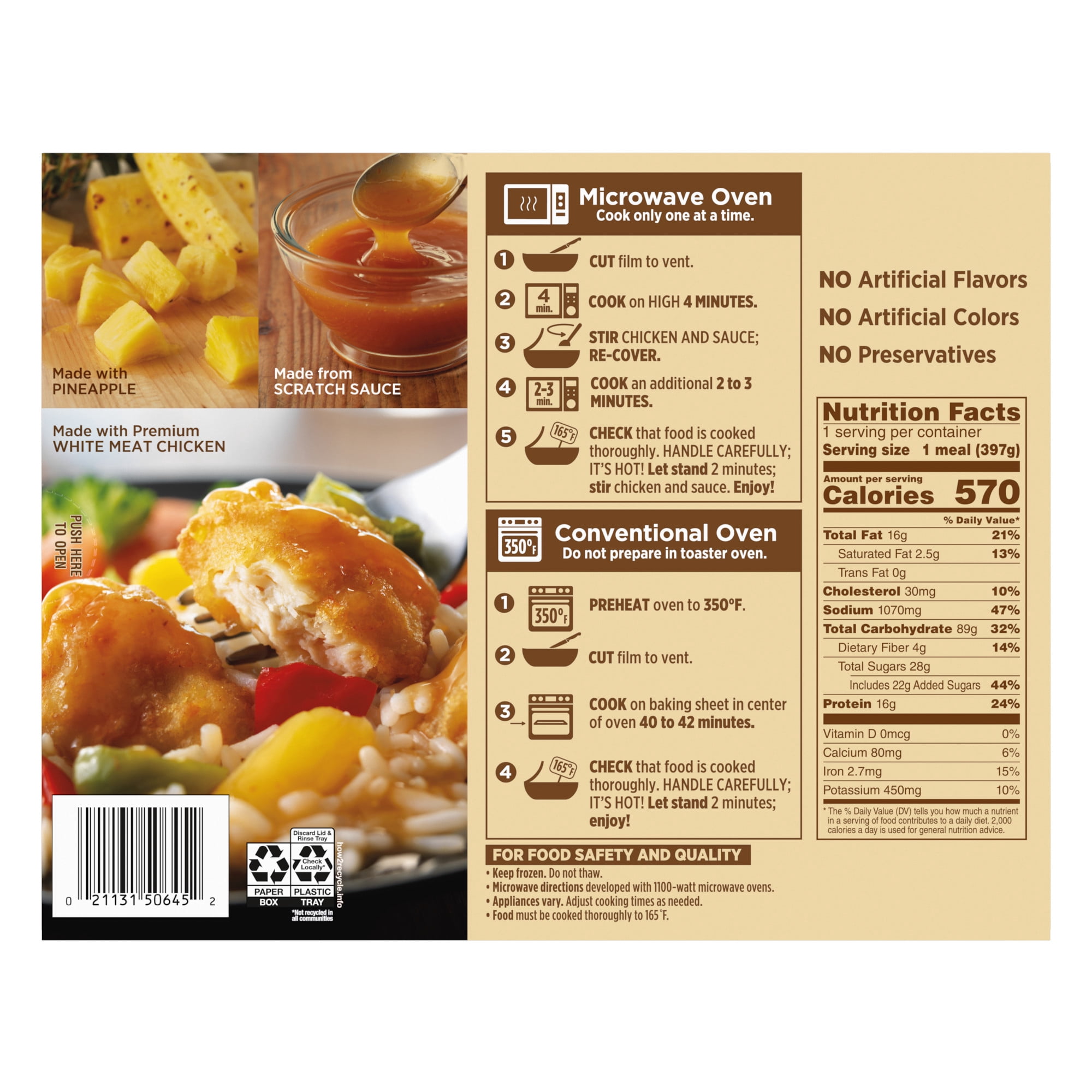 Marie Callender’s Sweet & Sour Chicken, Frozen Meal, 14 oz.