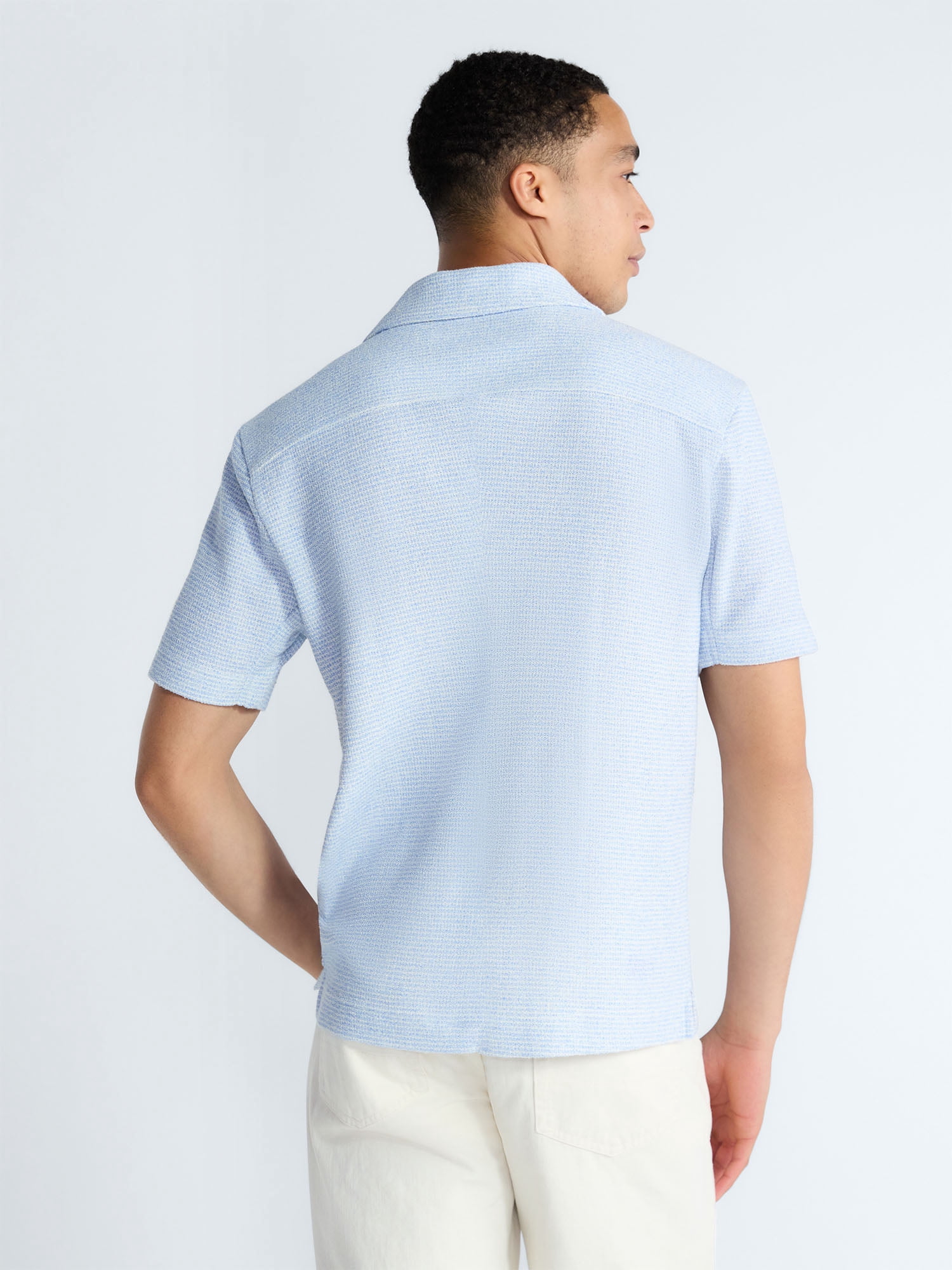 Free Assembly Men's Textured Polo Camp Shirt, Sizes S-3XL