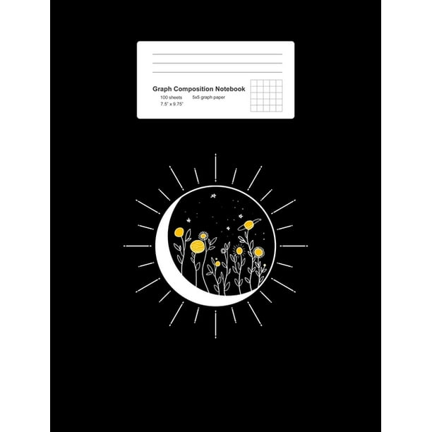 Graph Composition Notebook Math Physics Science Exercise Book Sun Moon Solar Eclipse Flower Planets Funny Space
