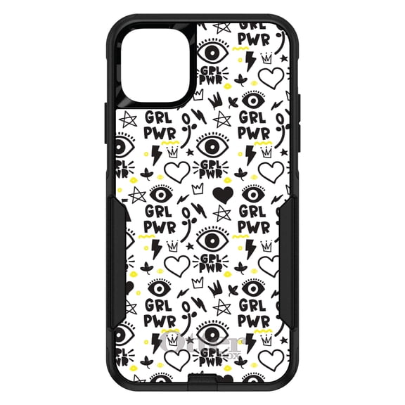 DistinctInk OtterBox Commuter Custom Case for Apple iPhone 15 (6.1" Screen) - Yellow Black - Tempered Glass Back