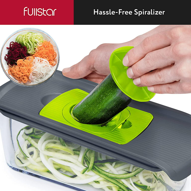  Fullstar Mandoline Slicer for Kitchen, Cheese Grater Vegetable  Spiralizer and Veggie Slicer for Cooking & Meal Prep, Kitchen Gadgets  Organizer & Safety Glove Included (6 in 1, White): Home & Kitchen