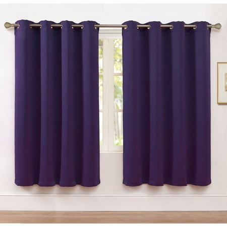 2 Pack: Hotel Thermal Grommet 100% Blackout Curtains - Purple, 63 in