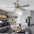 thumbnail image 4 of 52" Modern Silver Crystal Ceiling Fan with Light and Remote Control, 6-Speed Reversible DC Motor, 4 of 13