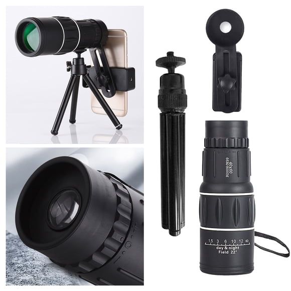 Riforla 60x40 Télescope Monoculaire Portable à Fort Grossissement 2025 Nouvelles Monoculaires pour Adultes Haute Puissance avec Support pour Téléphone Intelligent et Trépied Télescope Portatif pour Observer les Oiseaux Randonnée Télescope Noir