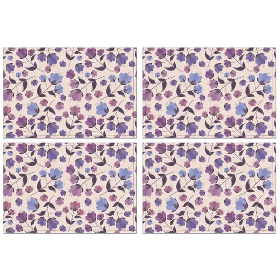 Pioneer Flower Floral Print Pattern Summer Placemats Table Placemats Set Of 4-Linen Kitchen Washable Placemats Table Mats 12x18 Inch Non-Slip Heat Resistant
