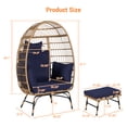 thumbnail image 6 of Wicker Egg Chair Set of 2 Outdoor Indoor, Oversized Patio Lounge Chair with Ottoman and Thick Cushions, Weight Capacity 500 Lbs, for Balcony, Living Room, Balcony, Dark Blue, 6 of 6