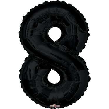 34 inch Kaleidoscope Number 8 - Black Foil Mylar Balloon - Party Supplies Decorations