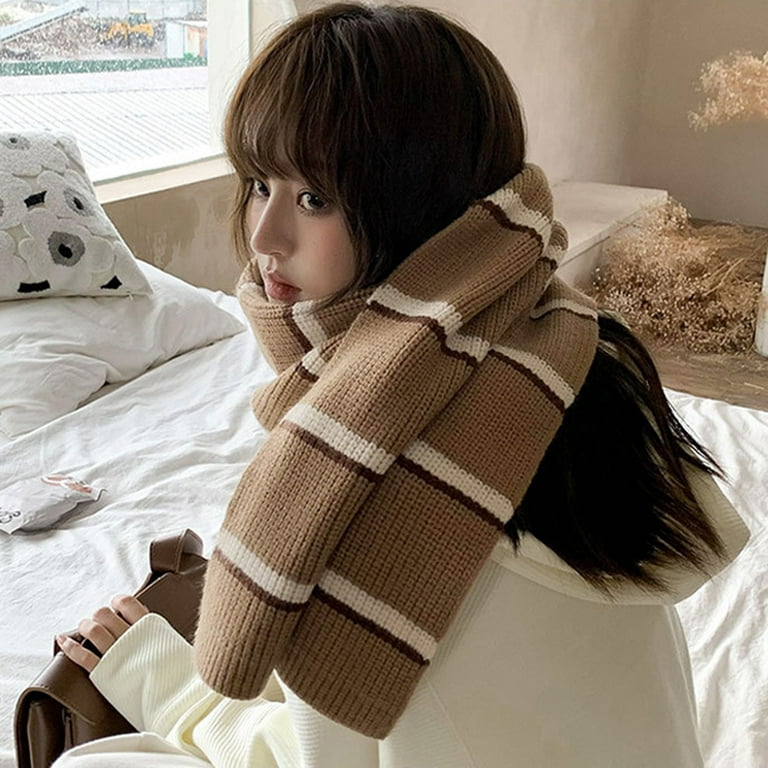 Women's Scarves Neck Wrap with Thick Warm Wool Simple Stripes Design for  Outdoor Fishing Trip Dating Shopping Black 
