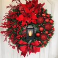 thumbnail image 2 of Christmas Wreath With Lamp Bow Ball Big Red Flower Navidad Party Wall Door Window Fireplace Staircase Balcony Garden Wreath, 2 of 5